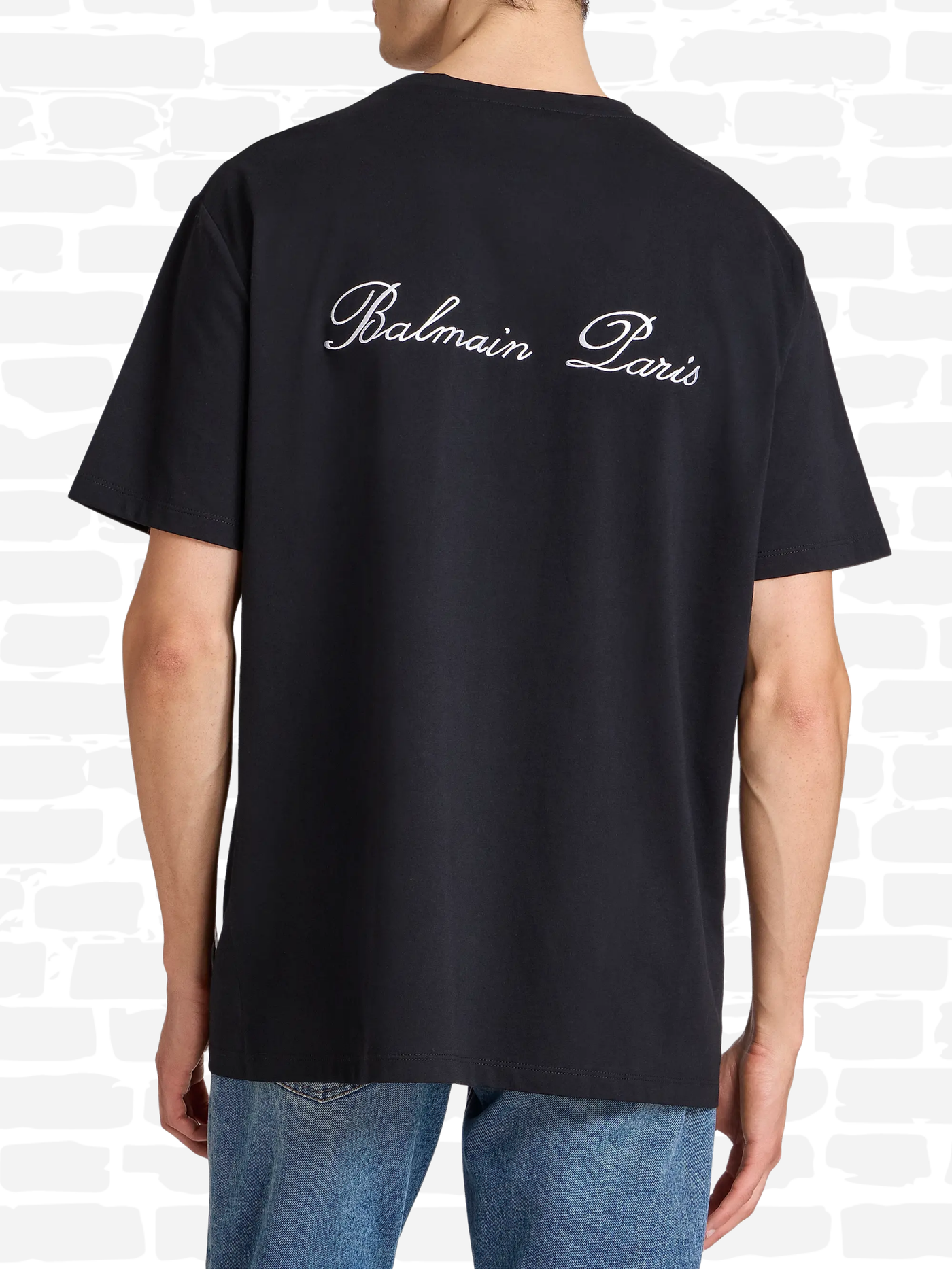 באלמין טי שירט צבע שחור EMBROIDERED CREWNECK T-SHIRT