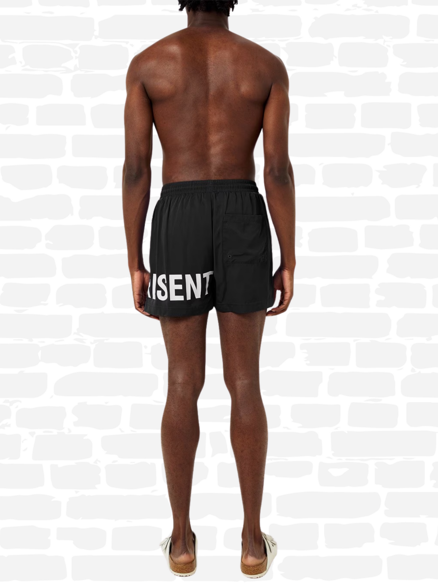 רפרזנט בגד ים צבע שחור TEXT LOGO SWIM SHORTS