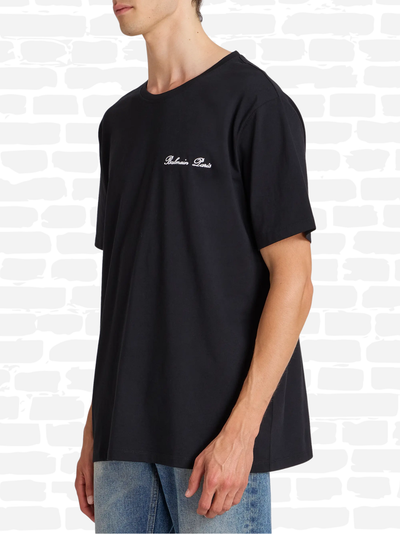 באלמין טי שירט צבע שחור EMBROIDERED CREWNECK T-SHIRT
