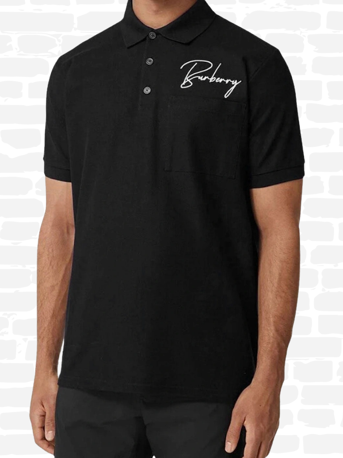 ברברי טי שירט צבע שחור SIGNATURE POLO SHIRT