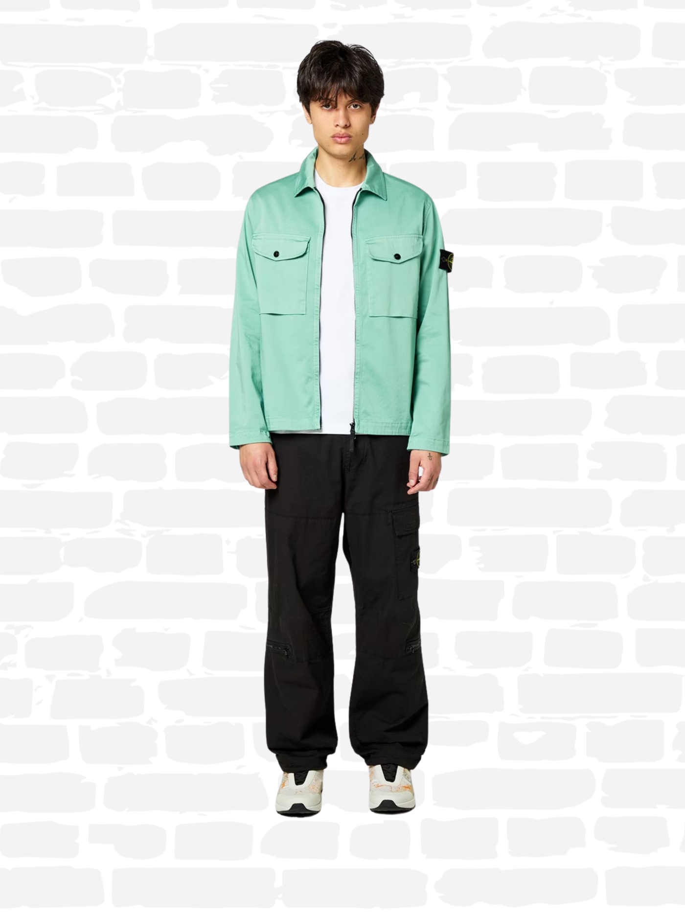 סטון איילנד טי שירט צבע לבן LOGO PATCH T-SHIRT