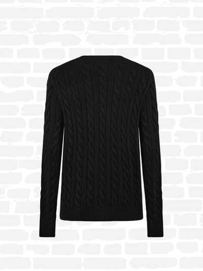 פולו ראלף לורן סריג צבע שחור POLO CABLE KNIT JUMPER