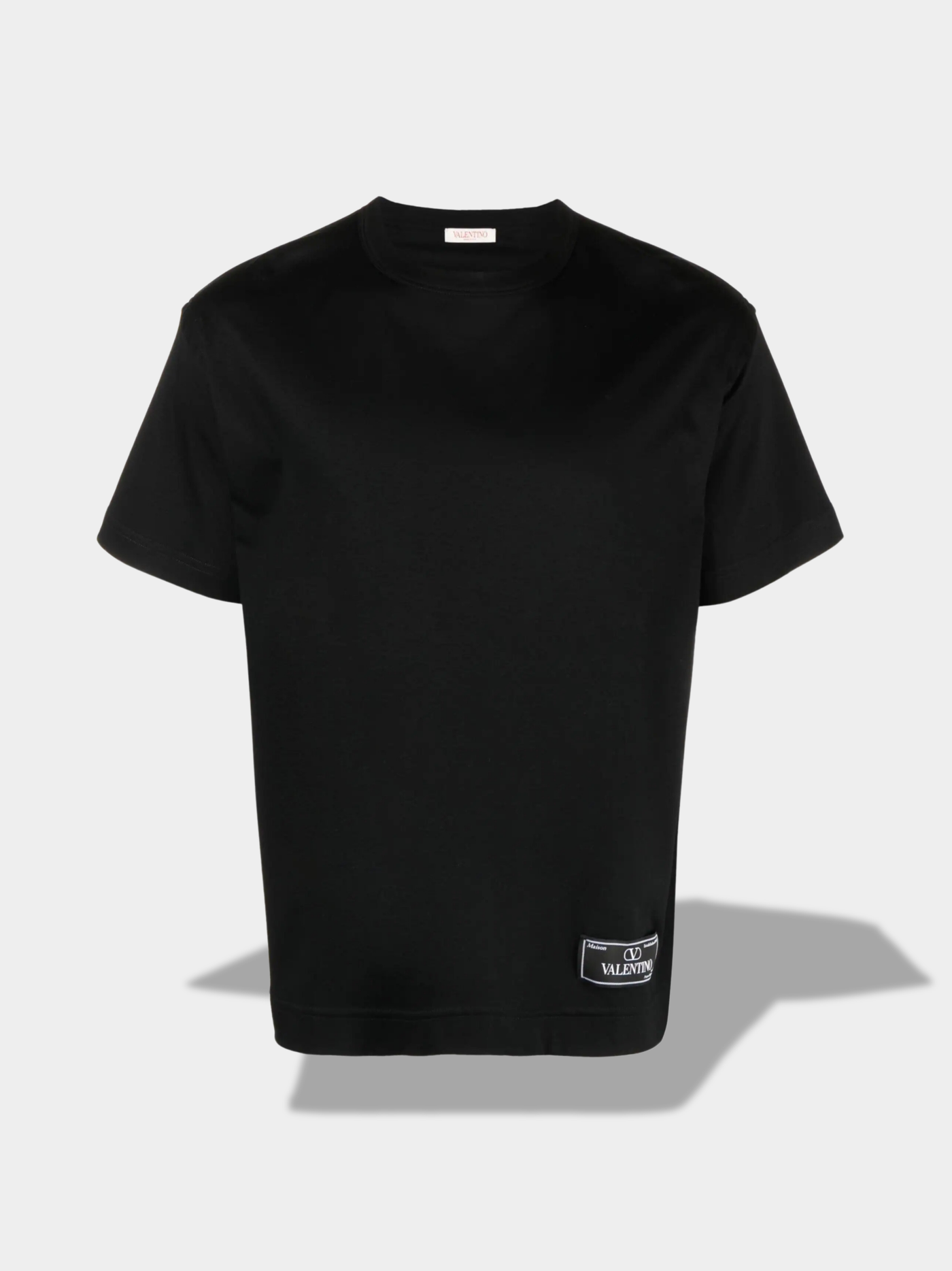 ולנטינו טי שירט צבע שחור logo-patch cotton T-shirt