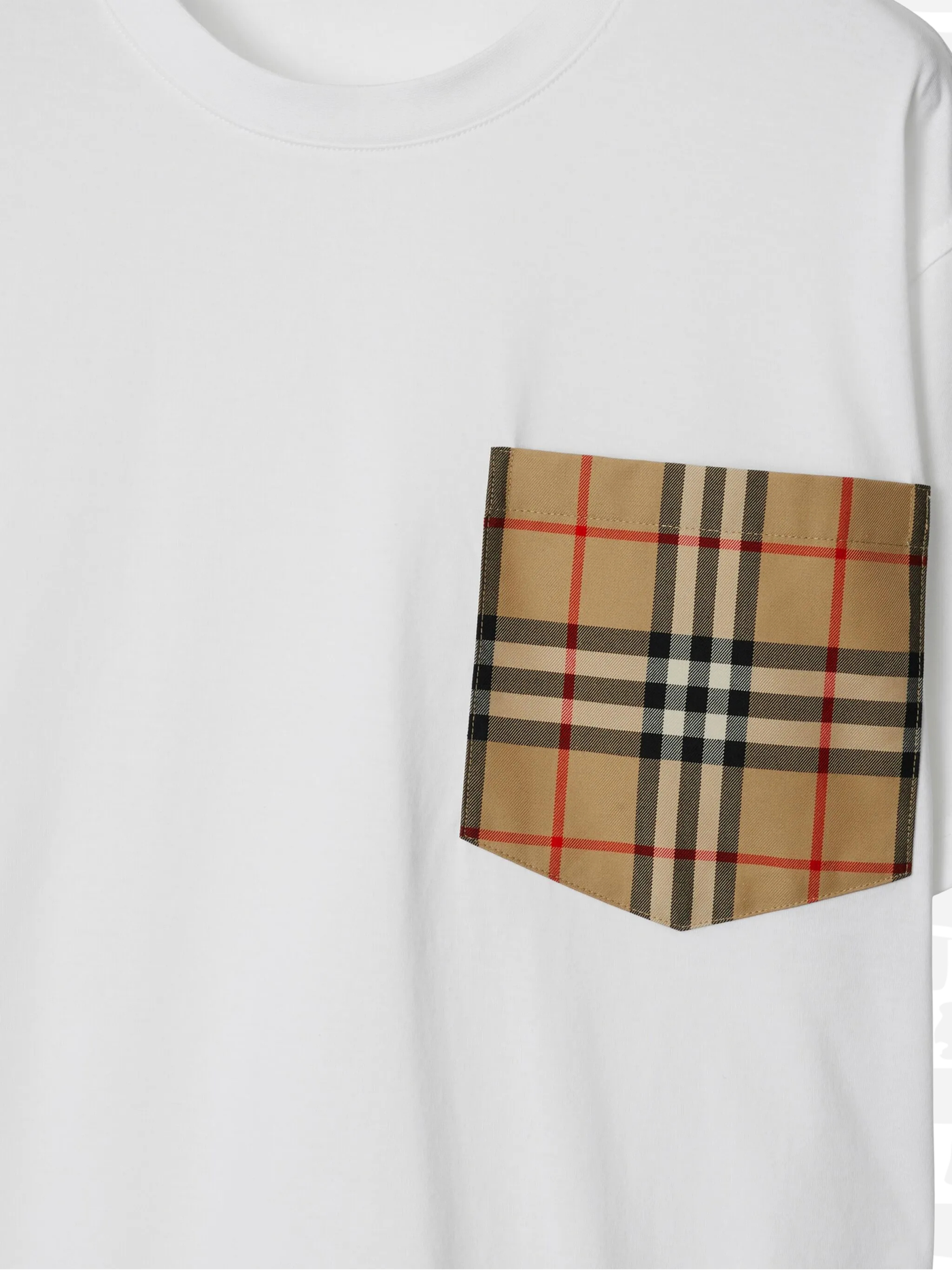 ברברי טי שירט צבע לבן VINTAGE CHECK POCKET