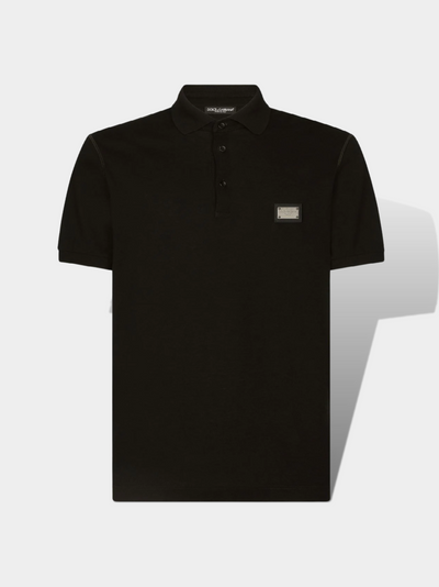 דולצ'ה גאבנה פולו  צבע שחור DG Essentials cotton piqué polo shirt