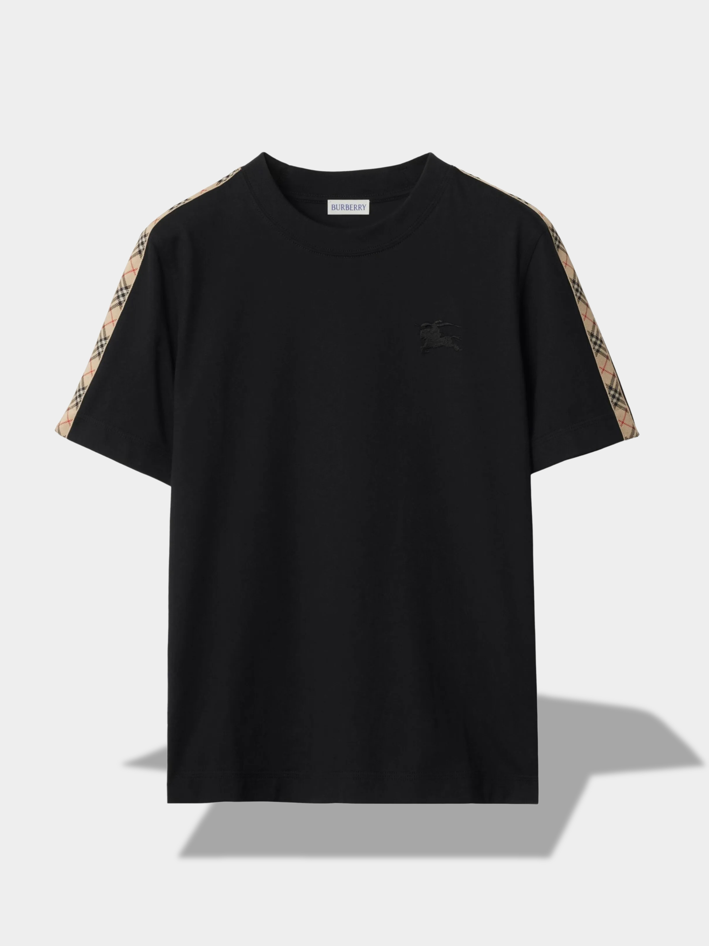 ברברי טי שירט צבע שחור CHECK-TRIM T-SHIRT