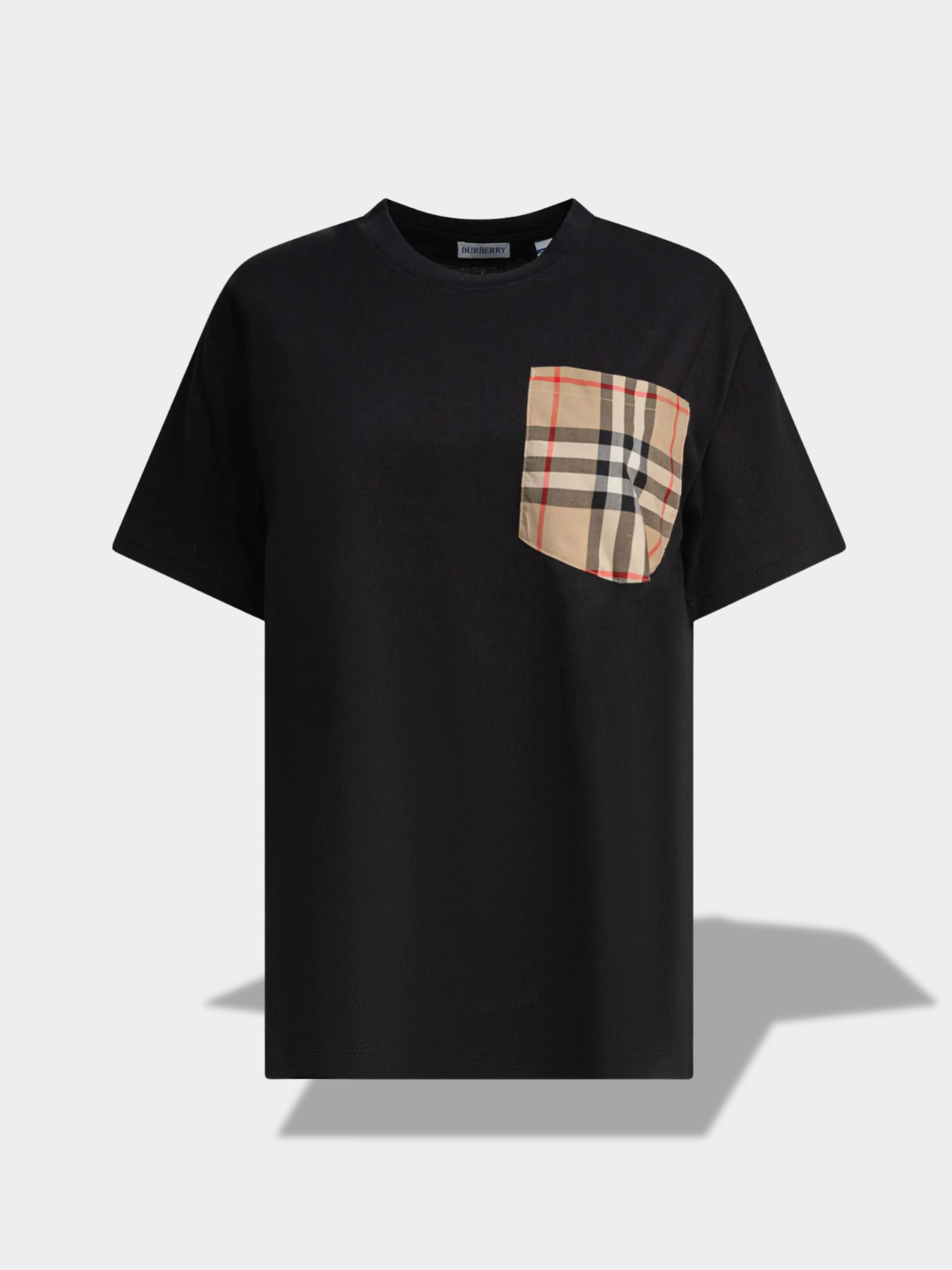 ברברי טי שירט צבע שחור VINTAGE CHECK POCKET