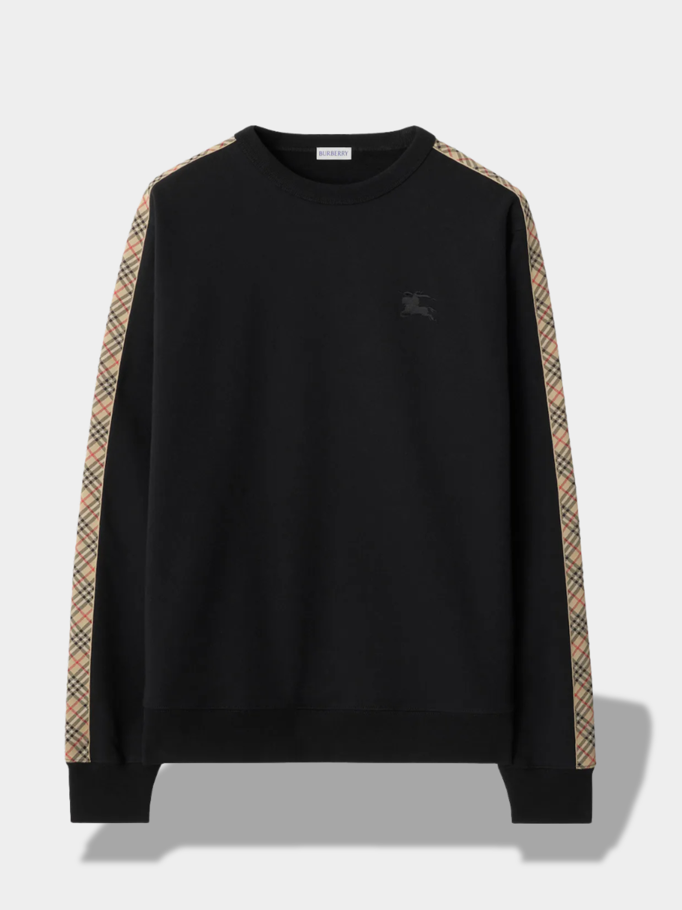 ברברי סווטשירט צבע שחור CHECK TRIM COTTON