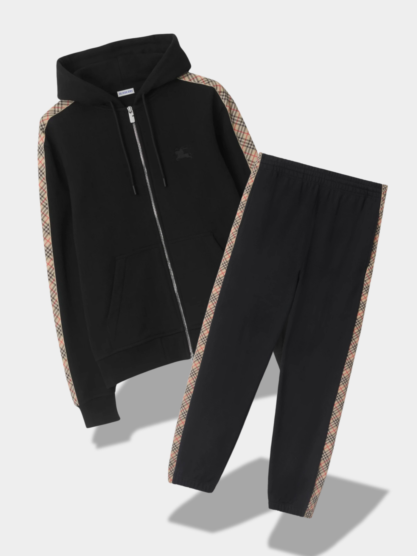 ברברי חליפה צבע שחור check-detail hoodie and pants