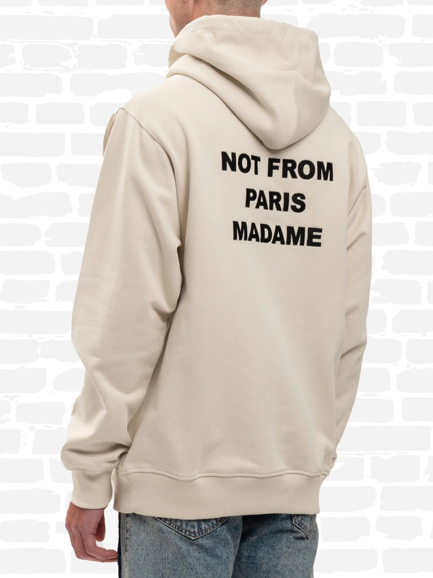 דרול דה מסייה סווטשירט קפוצ'ון צבע בז' SLOGAN HOODIE | THE BLOCK