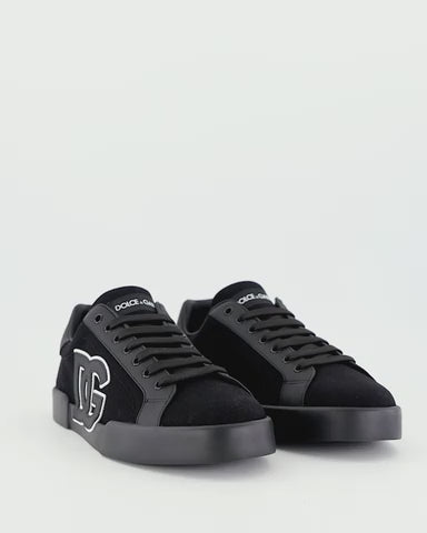 דולצ'ה גאבנה נעליים צבע שחור PORTOFINO CANVAS TRAINERS