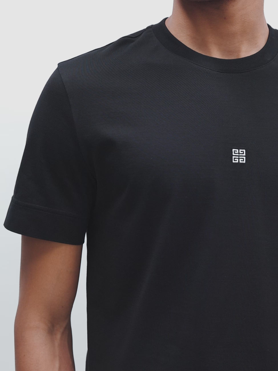 ז'יבנשי טי שירט צבע שחור G embroidered short-sleeve T-shirt