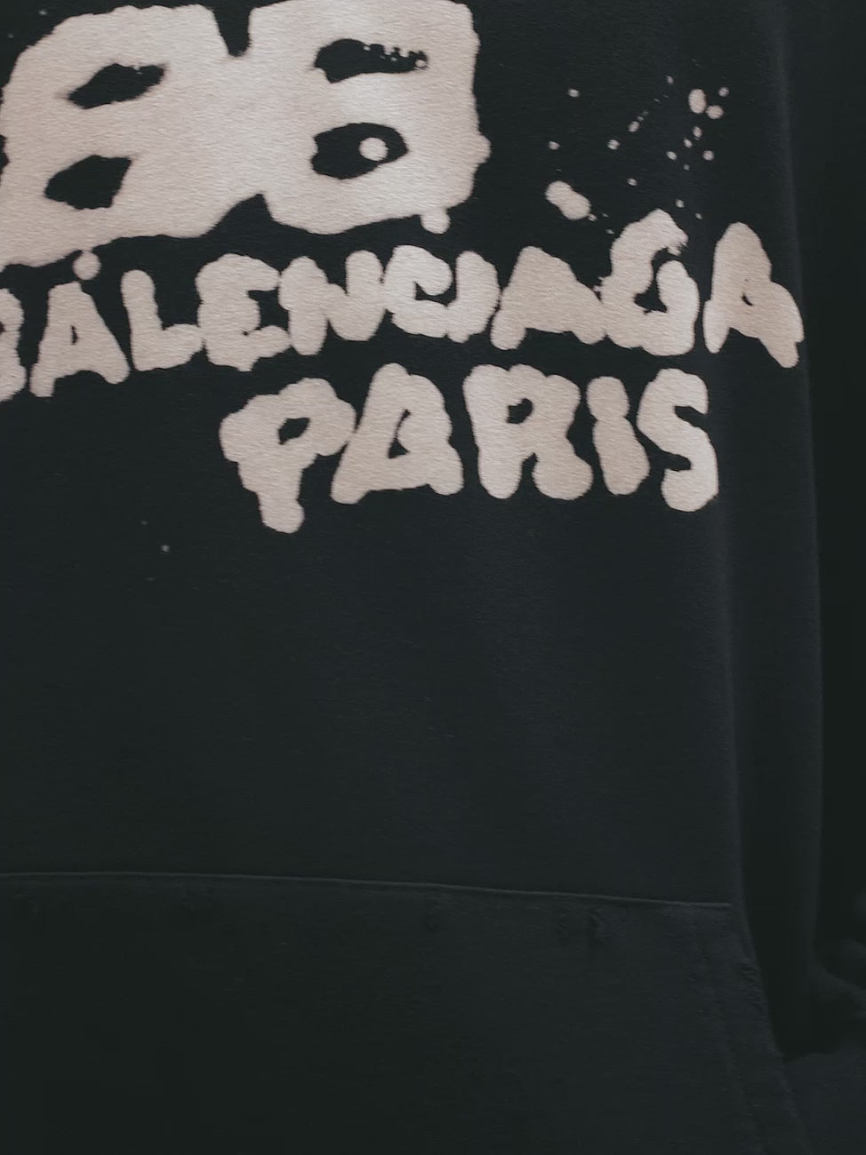 בלנסיאגה סווטשירט צבע שחור logo-print pullover hoodie