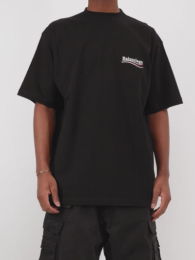 בלנסיאגה טי שירט צבע שחור תפור Oversized T-shirt with embroidery