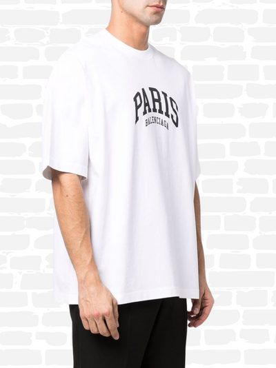 בלנסיאגה טי שירט צבע לבן Paris logo print T-shirt