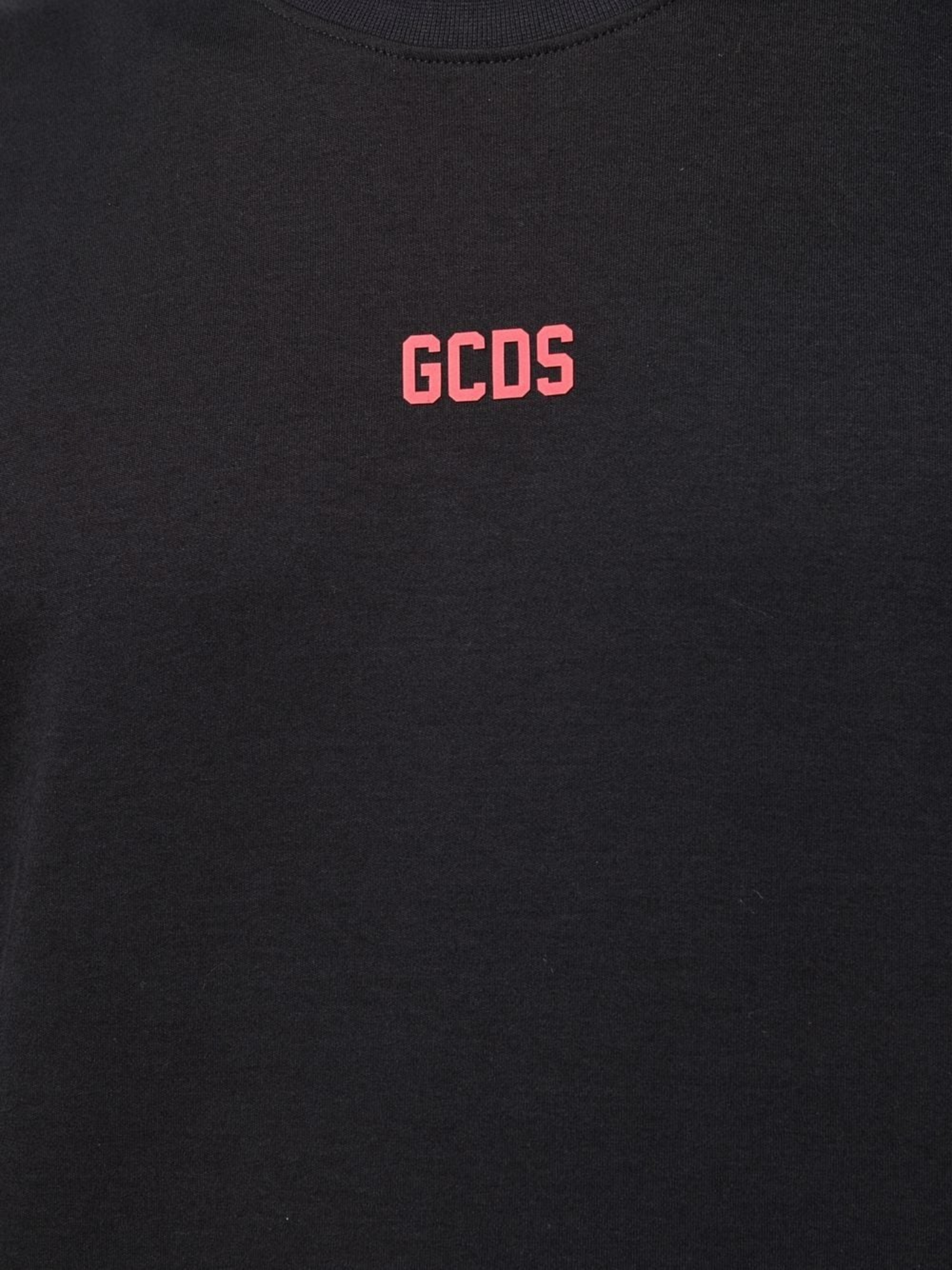 GCDS טי שירט צבע שחור crew-neck logo T-shirt