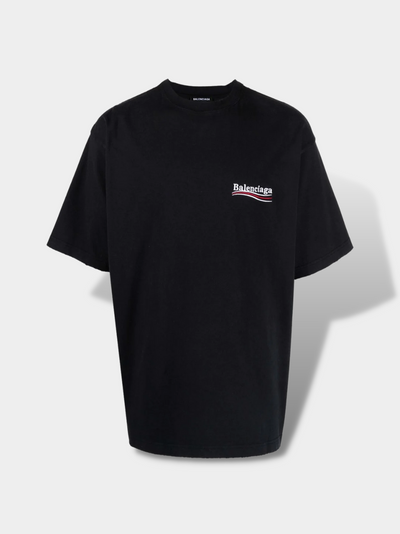 בלנסיאגה טי שירט צבע שחור תפור Oversized T-shirt with embroidery