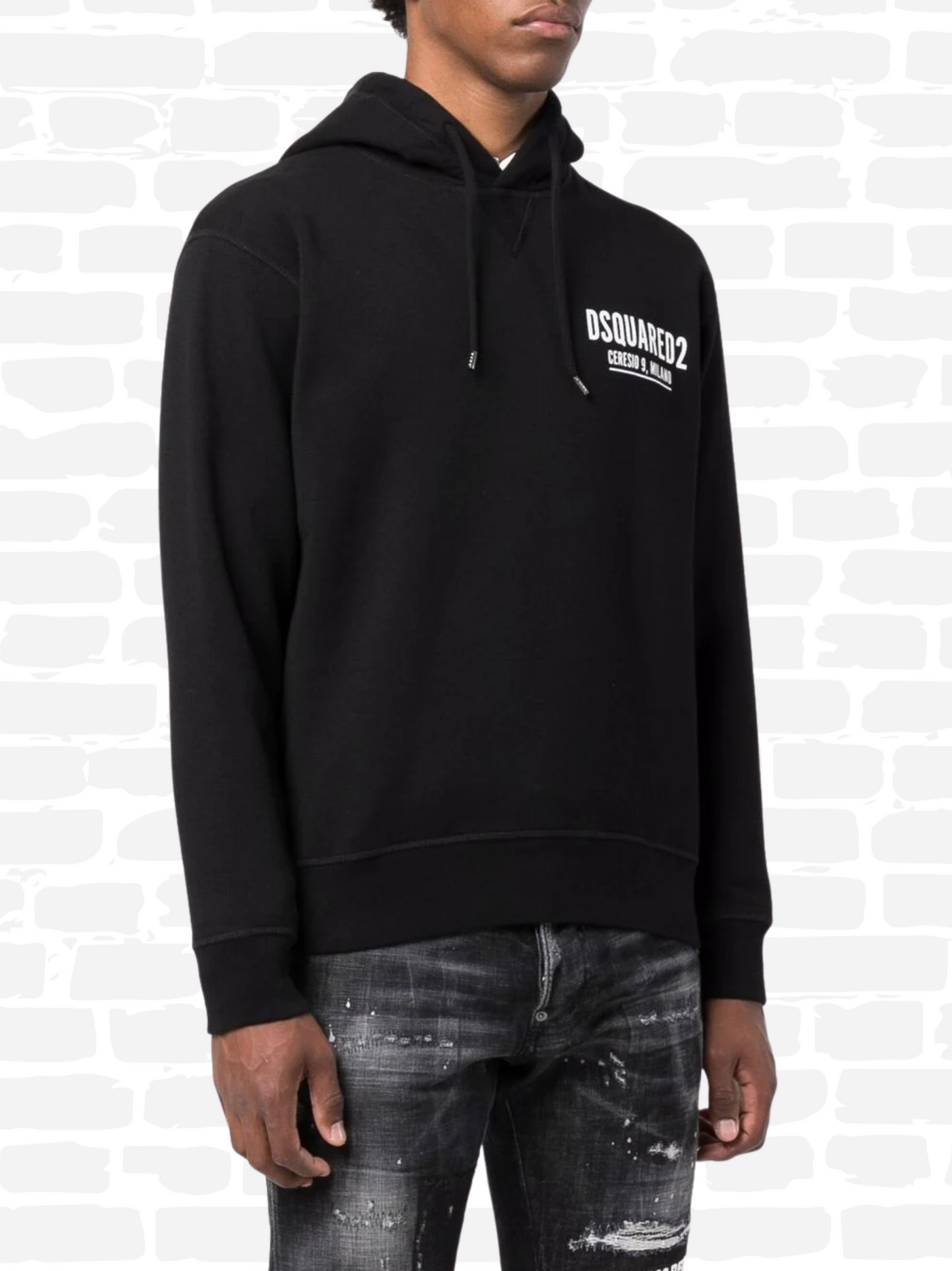 דיסקוורד סווטשירט צבע שחור logo-print cotton hoodie
