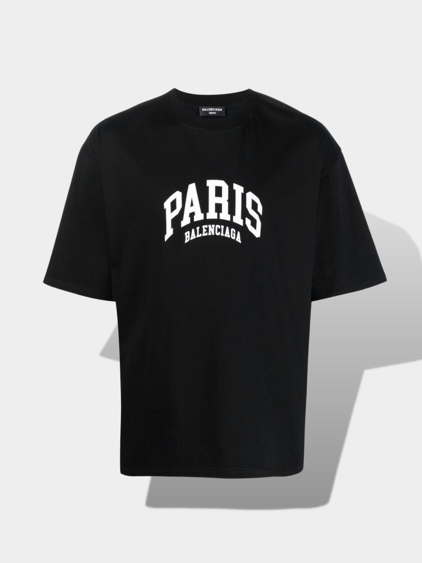 בלנסיאגה טי שירט צבע שחור Paris logo print T-shirt