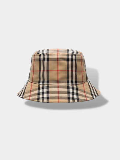 ברברי כובע באקט צבע חום Vintage Check bucket hat