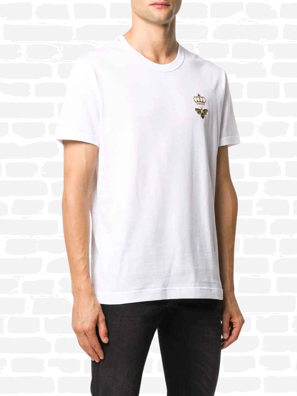 T-shirt Dolce Gabbana T-shirt brodé de couronne de couleur blanche