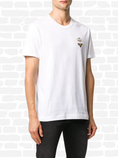 דולצ'ה גאבנה טי שירט צבע לבן crown embroidered T-shirt