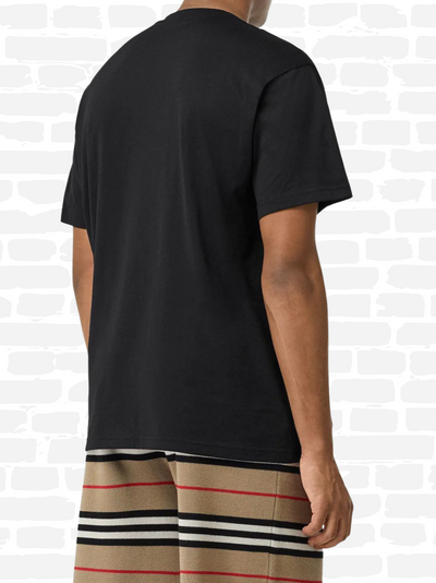 ברברי טי שירט צבע שחור print logo cotton T-shirt