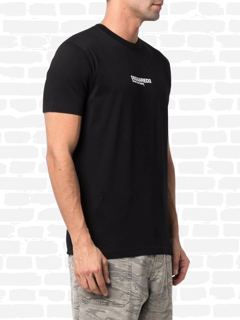 דיסקוורד טי שירט צבע שחור  logo print cotton T-shirt