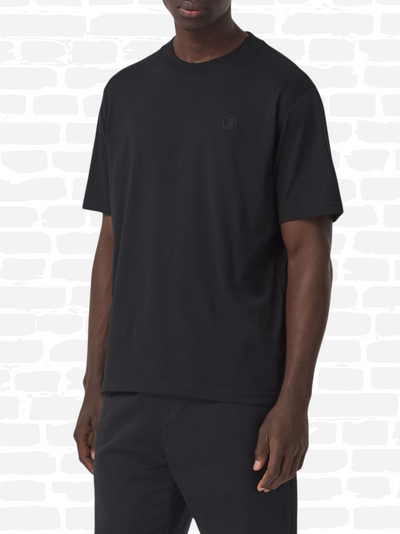 ברברי טי שירט צבע שחור graphic-print logo cotton T-shirt