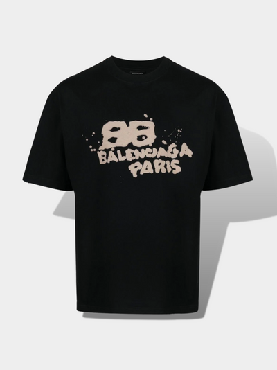 בלנסיאגה טי שירט צבע שחור logo print T-shirt
