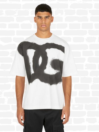 דולצ'ה גאבנה טי שירט צבע לבן over-size print T-shirt