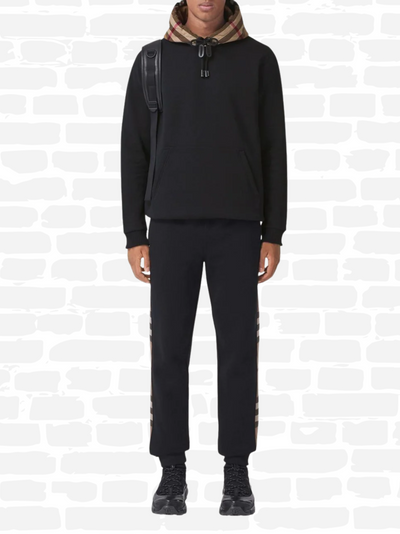 ברברי סווטשירט צבע שחור check-detail hoodie