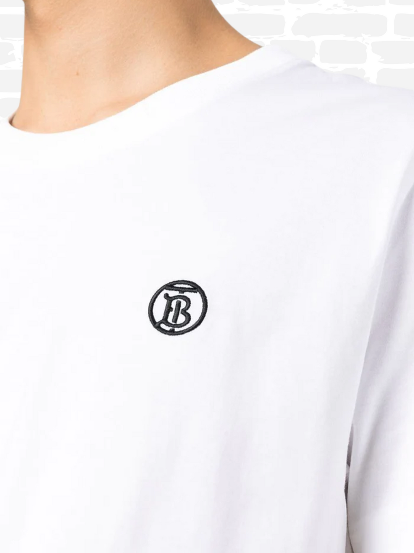 ברברי טי שירט צבע לבן logo embroidered T-shirt