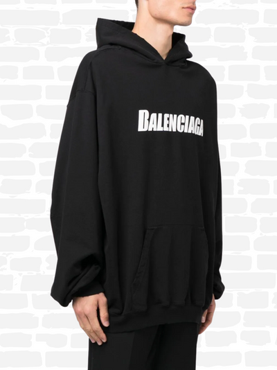 Balenciaga sweat à capuche couleur noir logo imprimé sweat à capuche