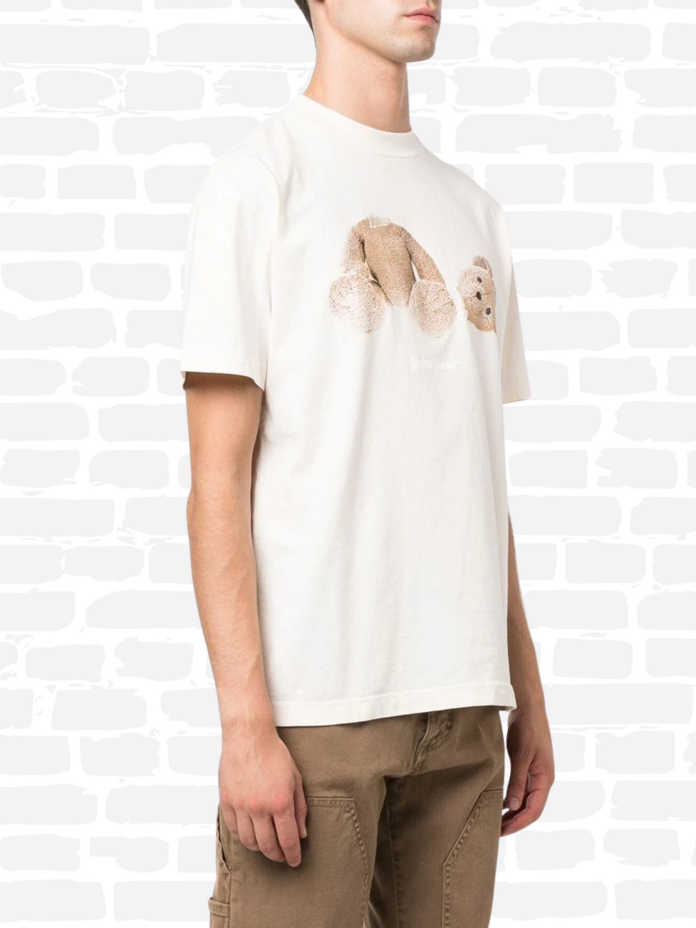 פאלם אנג'לס טי שירט צבע שמנת logo-print short-sleeve T-shirt
