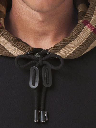 ברברי סווטשירט צבע שחור check-detail hoodie