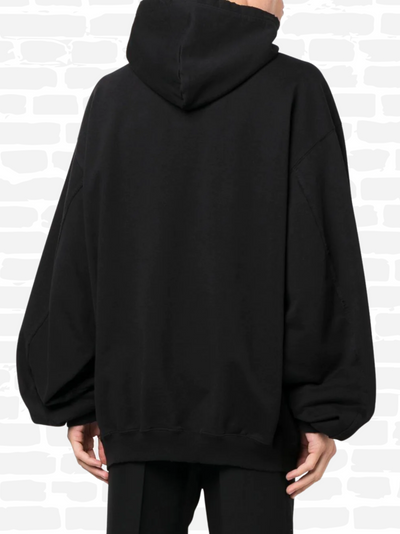 בלנסיאגה סווטשירט קפוצ'ון צבע שחור logo print hoodie
