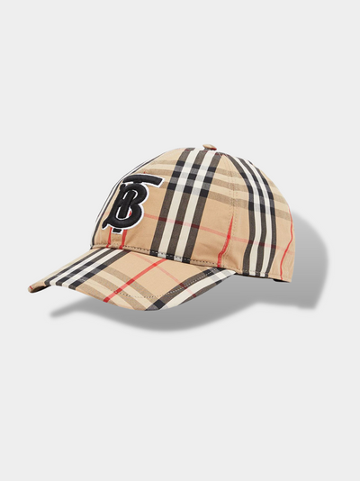 ברברי כובע צבע חום TB monogram Vintage Check cap